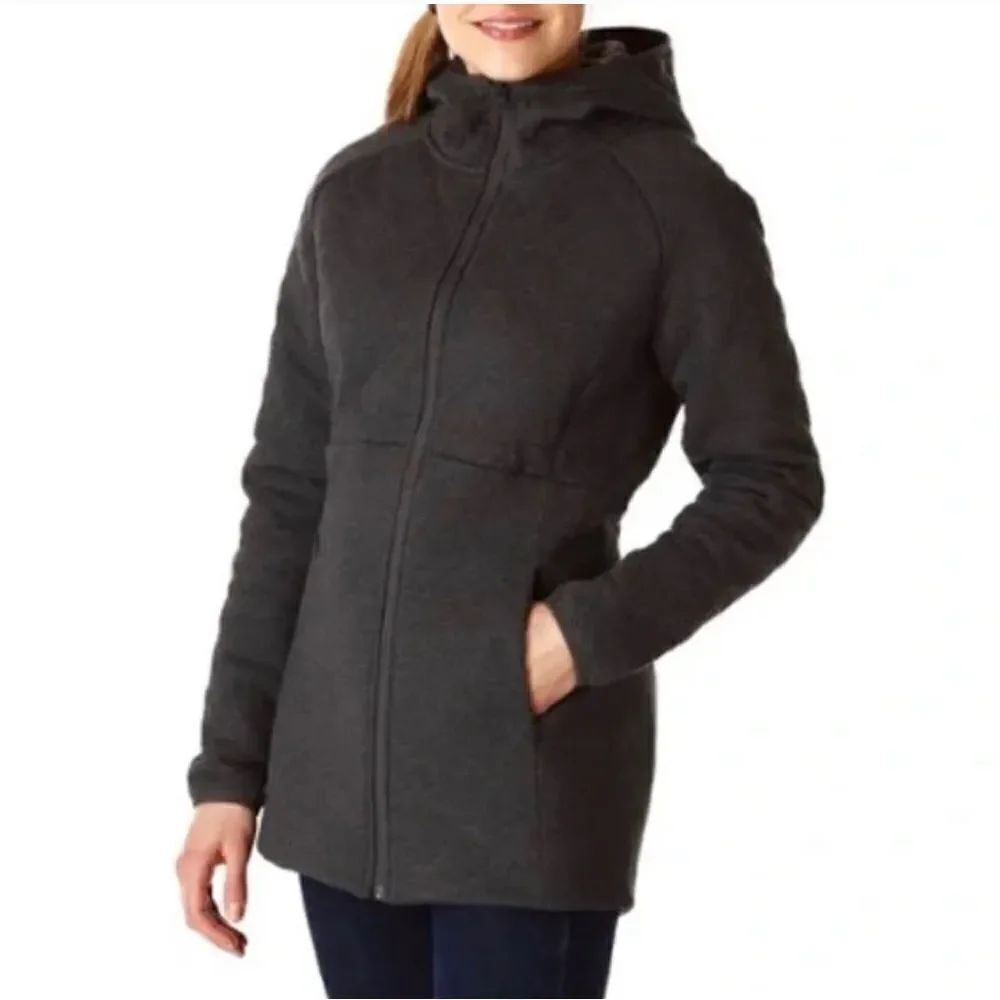Northface caroluna hooded jacket black/ osito fur lined heavyweight sz XS